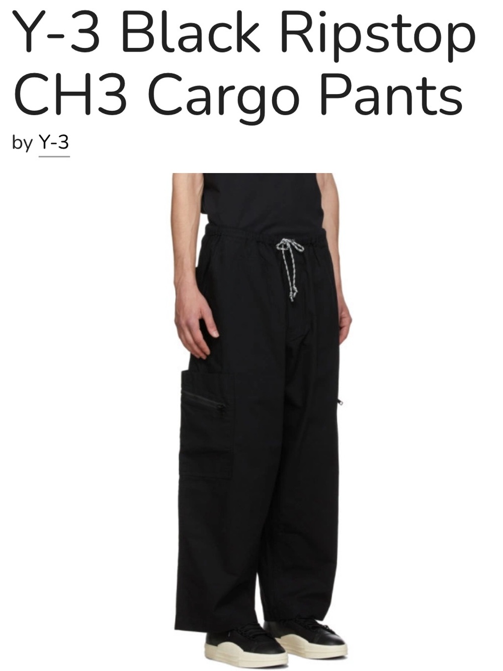 Y-3 Yohji Yamamoto Adidas cargo pants black